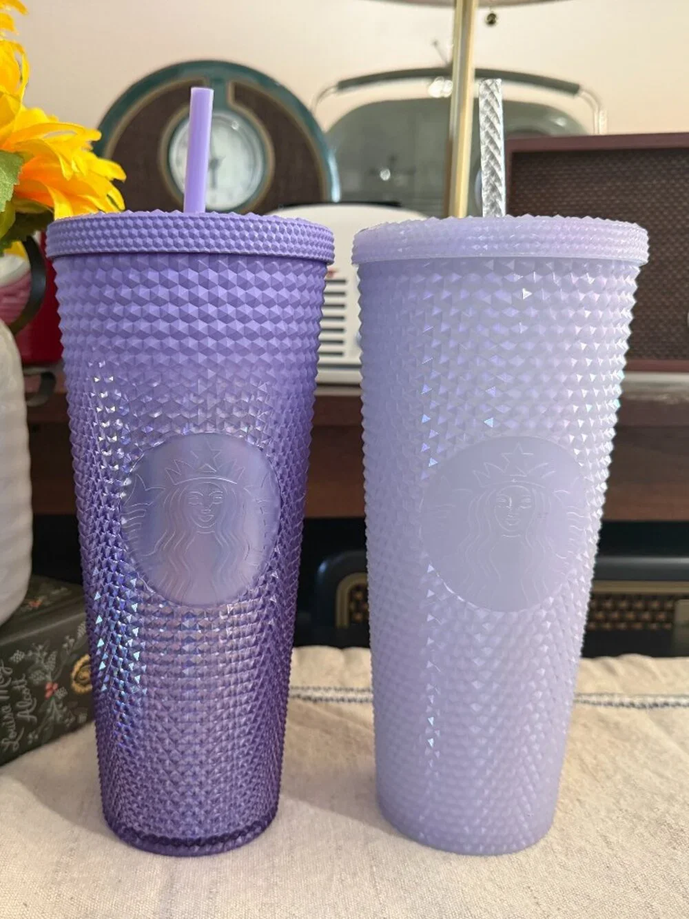 Starbucks Purple & Lavender Studded Cold Cups with Straws Set of 2